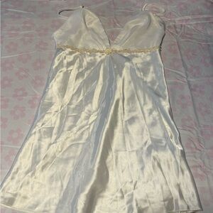 Whit vintage lingerie Satin Slip Dress with Lace Trim